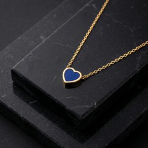 گردنی طلا بچگانه 18 عیار مدل قلب سرمه ای